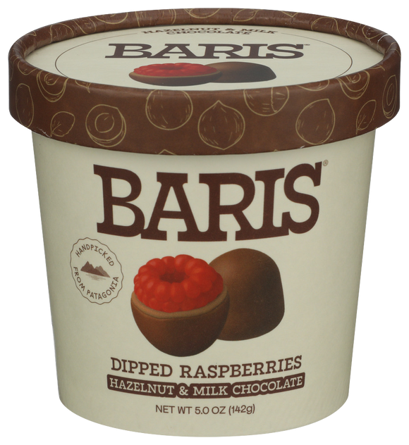 Baris Hazelnut & Milk Chocolate Dipped Raspberries - 5 OZ