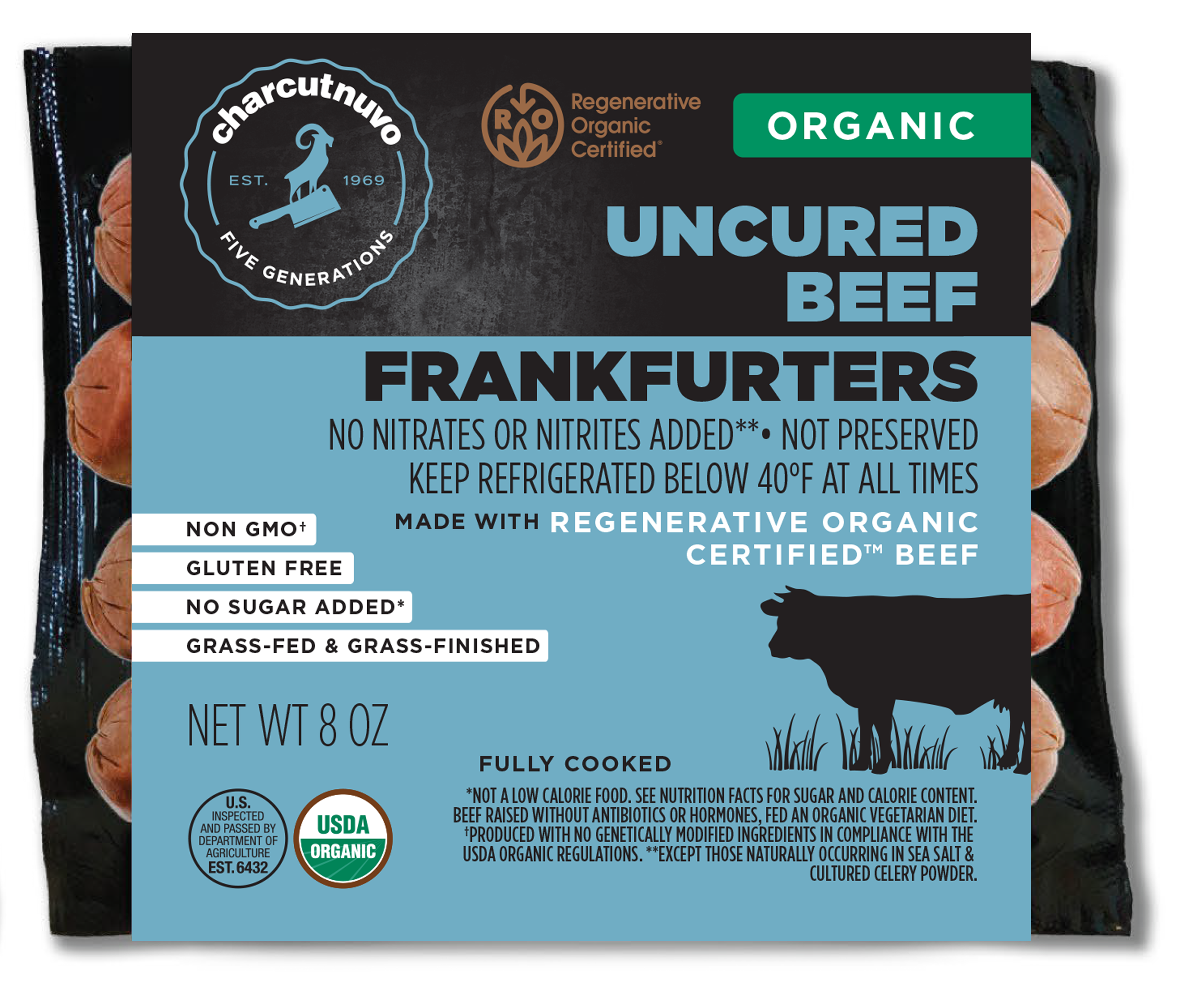 Organic Uncured Beef Frankfurters - 8 OZ