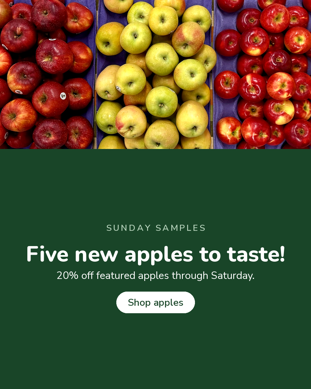 Apples on purple trays