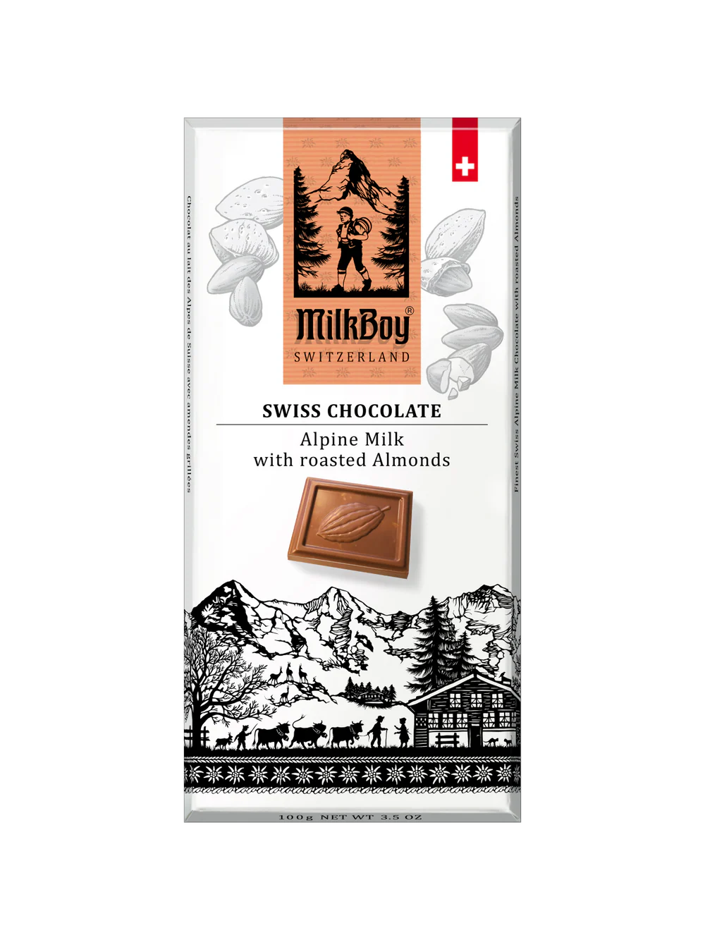 Alpine Milk Almond Swiss Chocolate Bar - 3 OZ