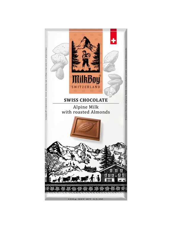 Milkboy Alpine Milk Almond Swiss Chocolate Bar - 3 OZ