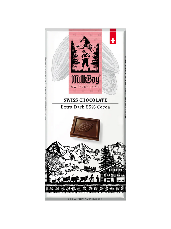 Milkboy Extra Dark 85% Cocoa Swiss Chocolate Bar - 3 OZ