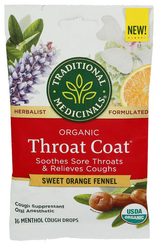 Traditional Organic Sweet Orange Fennel Cough Drops - 16 PC