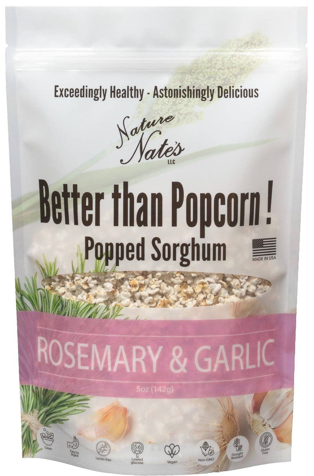 Popped Sorghum Rosemary Garlic - 5 OZ