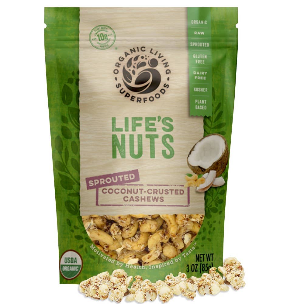 Organic Raw Sprouted Coconut-Crusted Cashews