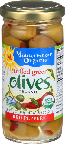 Organic Red Pepper Stuffed Green Olives