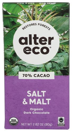 Organic Salt & Malt Dark Chocolate Bar