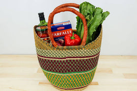 Large Multicolor Tote Basket Bag