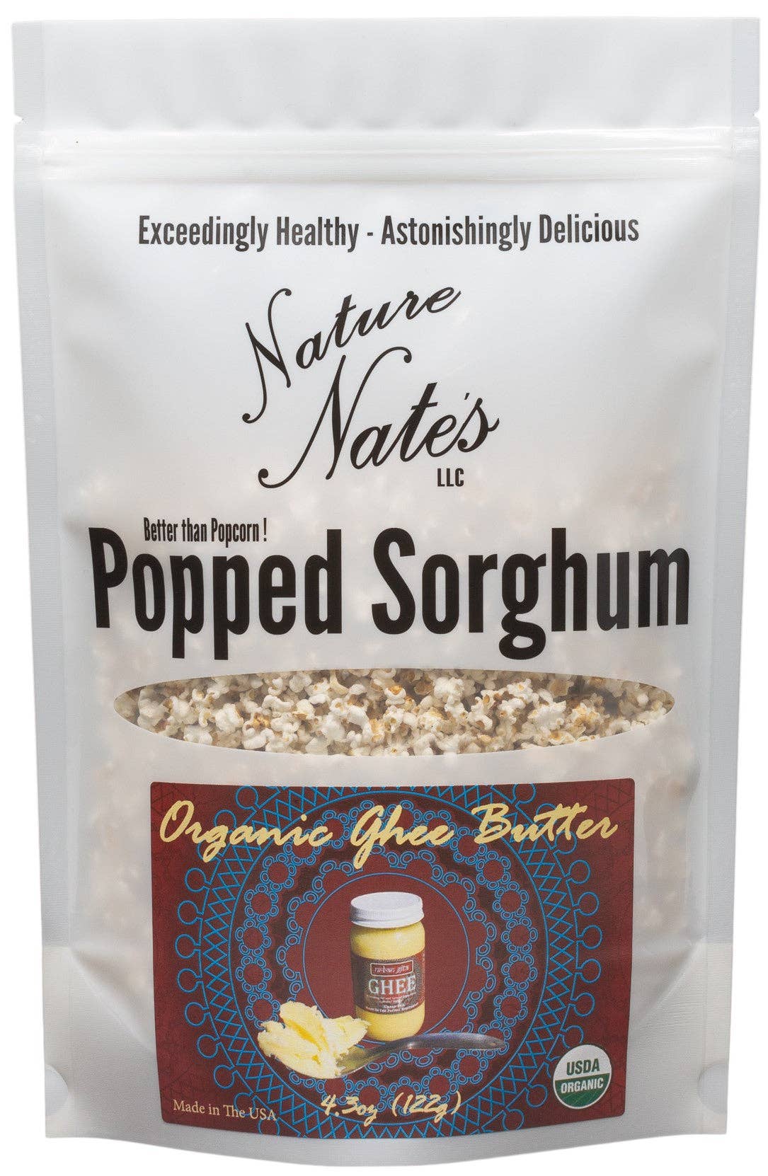 Organic Popped Sorghum with Ghee Butter: 4.3 oz