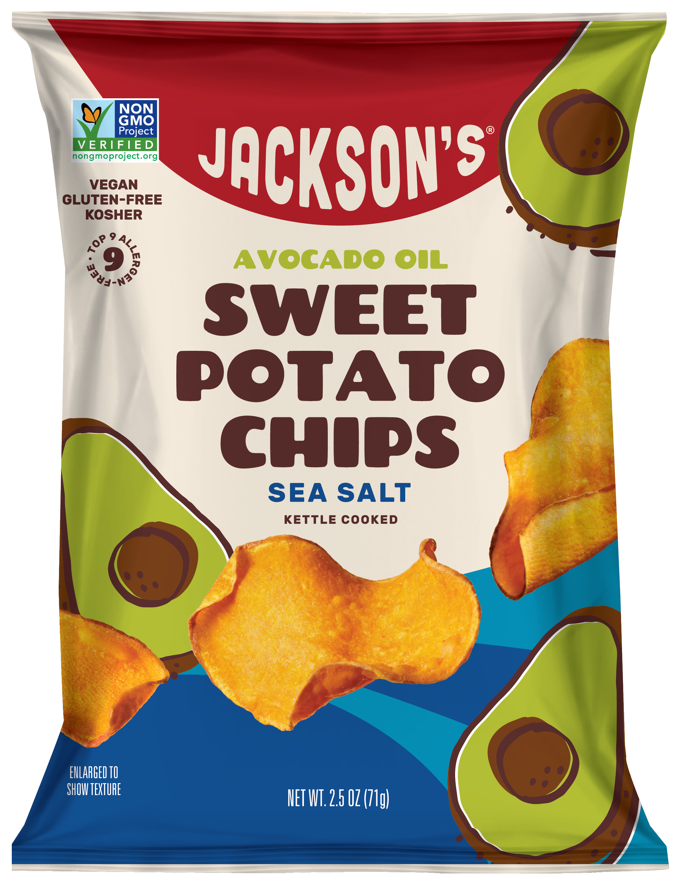 Sea Salt Sweet Potato Chips with Avocado Oil 8 2.5oz (Vegan)